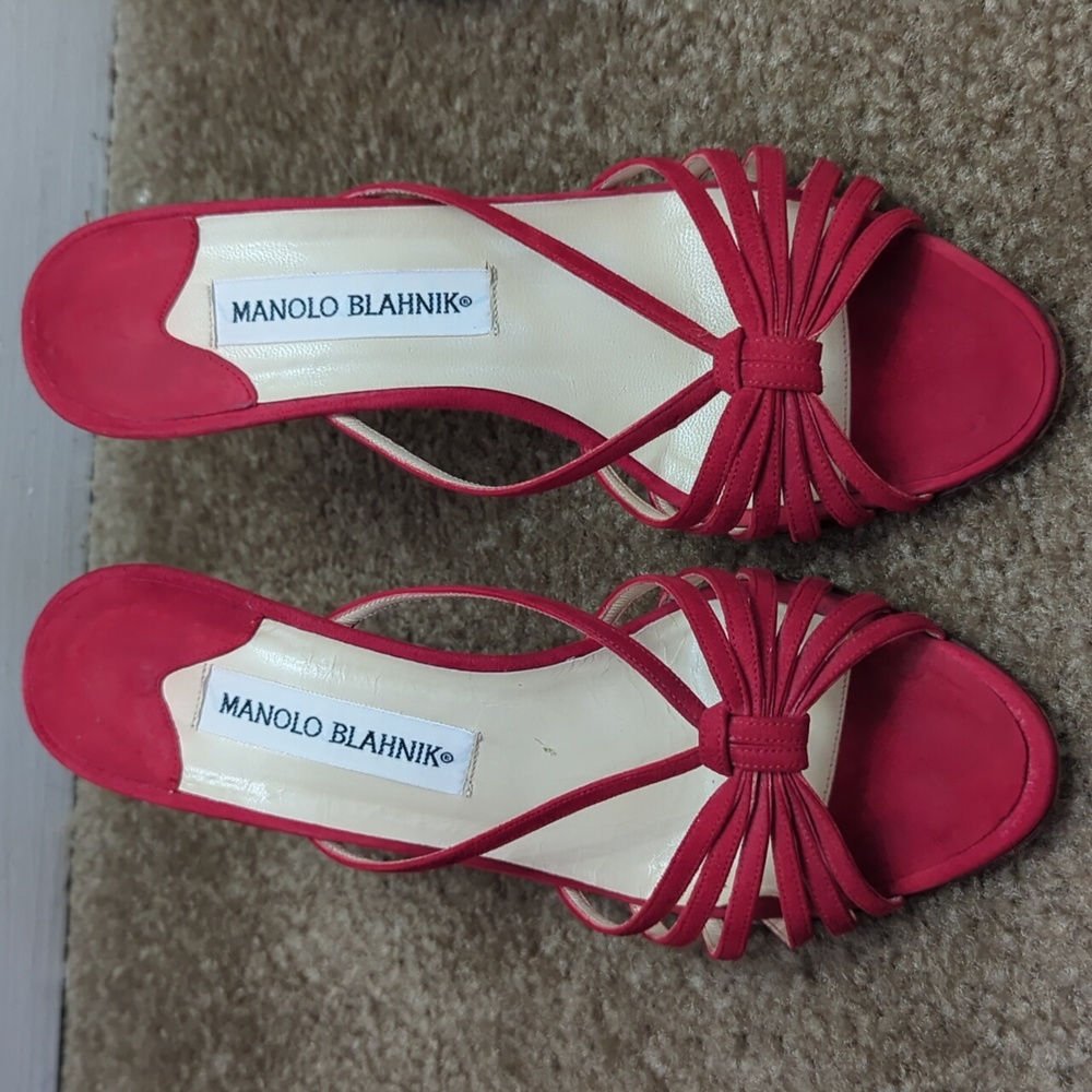 Manolo Blahnik Red Strappy Heels